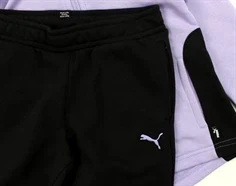 Puma black/vivid violet sweatset med bluse og bukser hooded